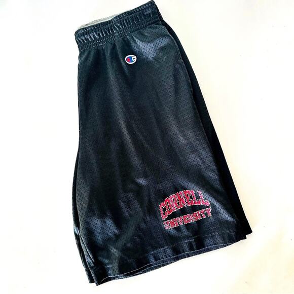 MENS CHAMPION Black Red Basketball Mesh Cornell Drawstring Workout Gym Shorts M - Picture 4 of 13